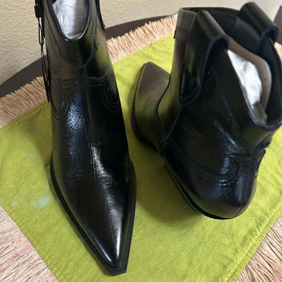 Massimo Dutti Leather Western Style Cowboy Boots Size EU 39 US 8 NEW With Tags - Picture 2 of 11